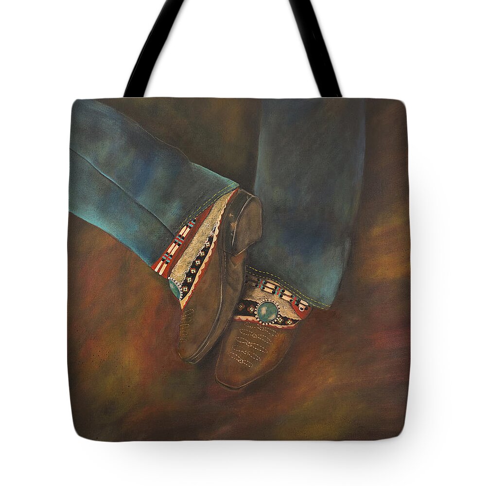 Boho Tote Bag featuring the painting My Boho Boots by Deborha Kerr