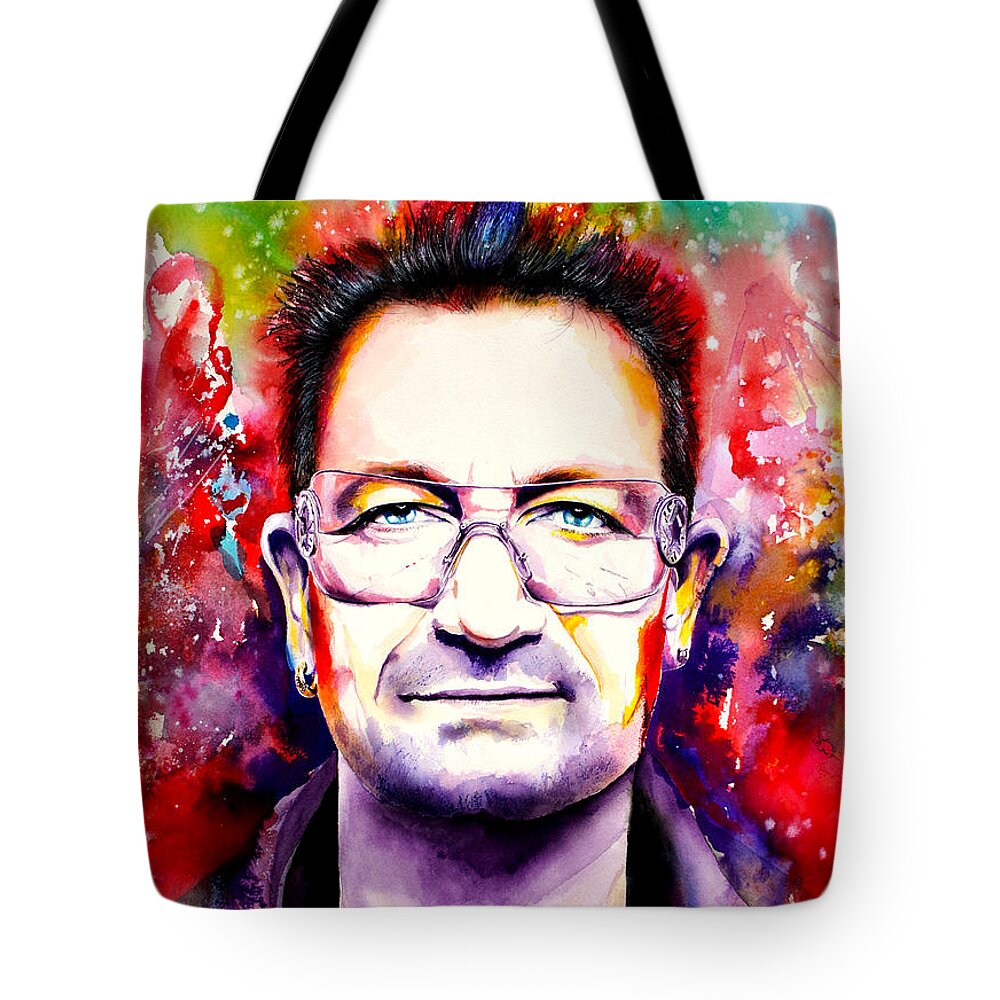 Bono Tote Bag featuring the painting My colors for Bono by Isabel Salvador