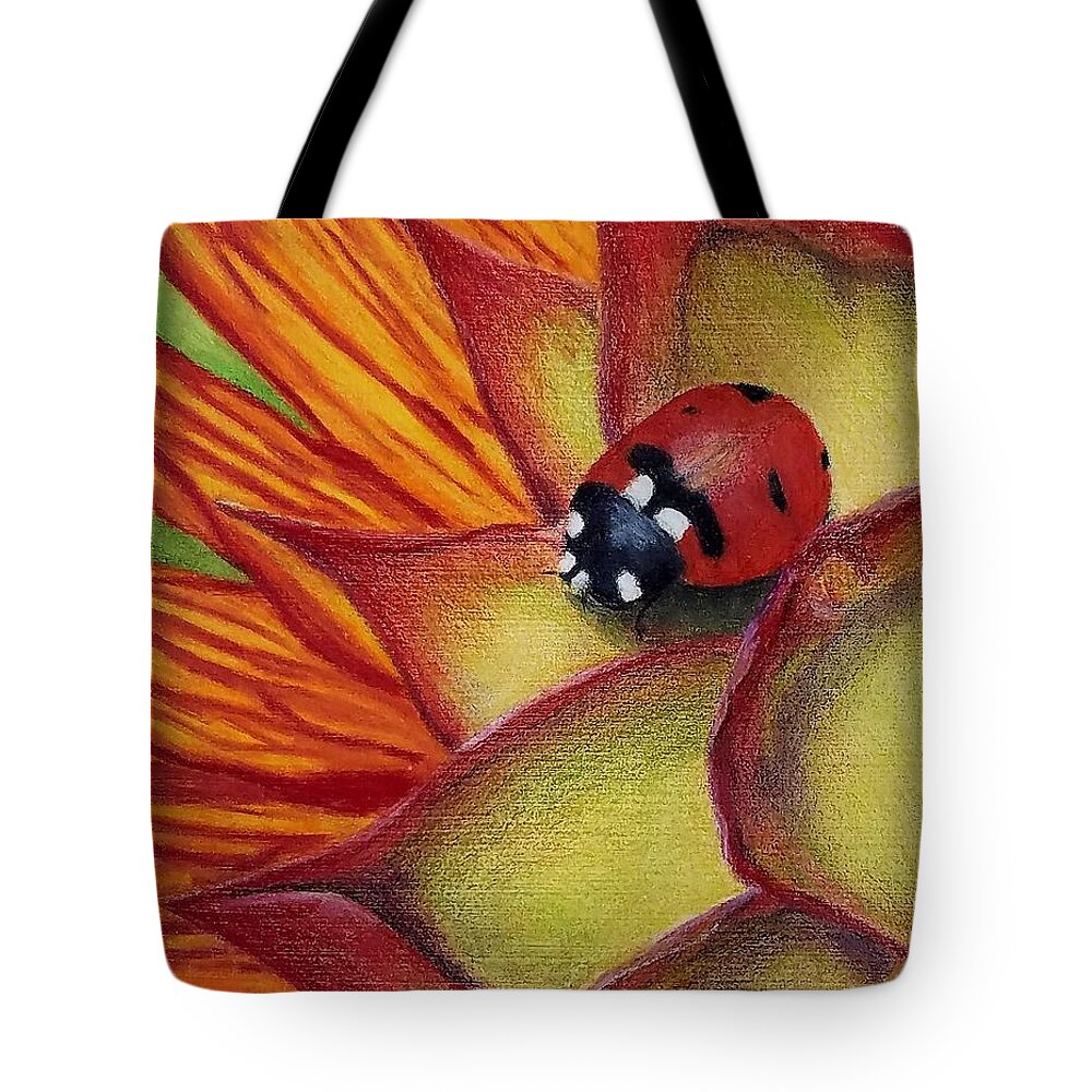 Lady Bug Tote Bag featuring the drawing My fair lady by Christie Minalga