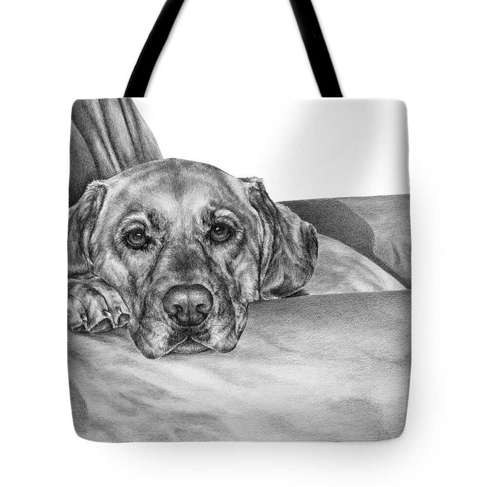 Lab Tote Bag featuring the drawing My Favorite Chair by Kelli Swan
