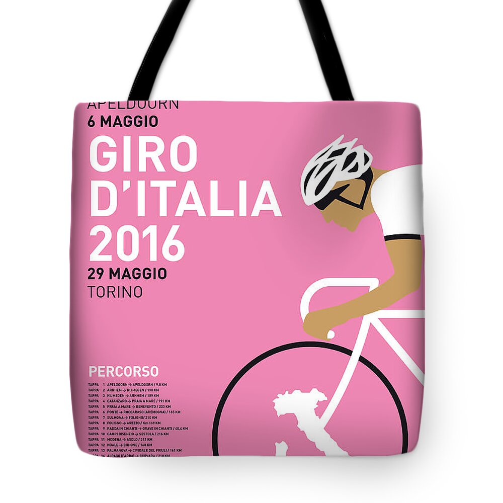 2016 Tote Bag featuring the digital art My Giro Ditalia Minimal Poster 2016 by Chungkong Art