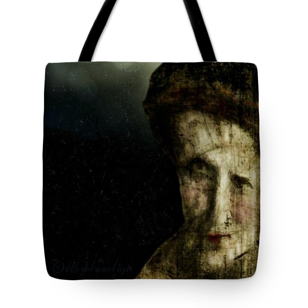 Face Tote Bag featuring the digital art My Hard Life Under My Rock by Delight Worthyn