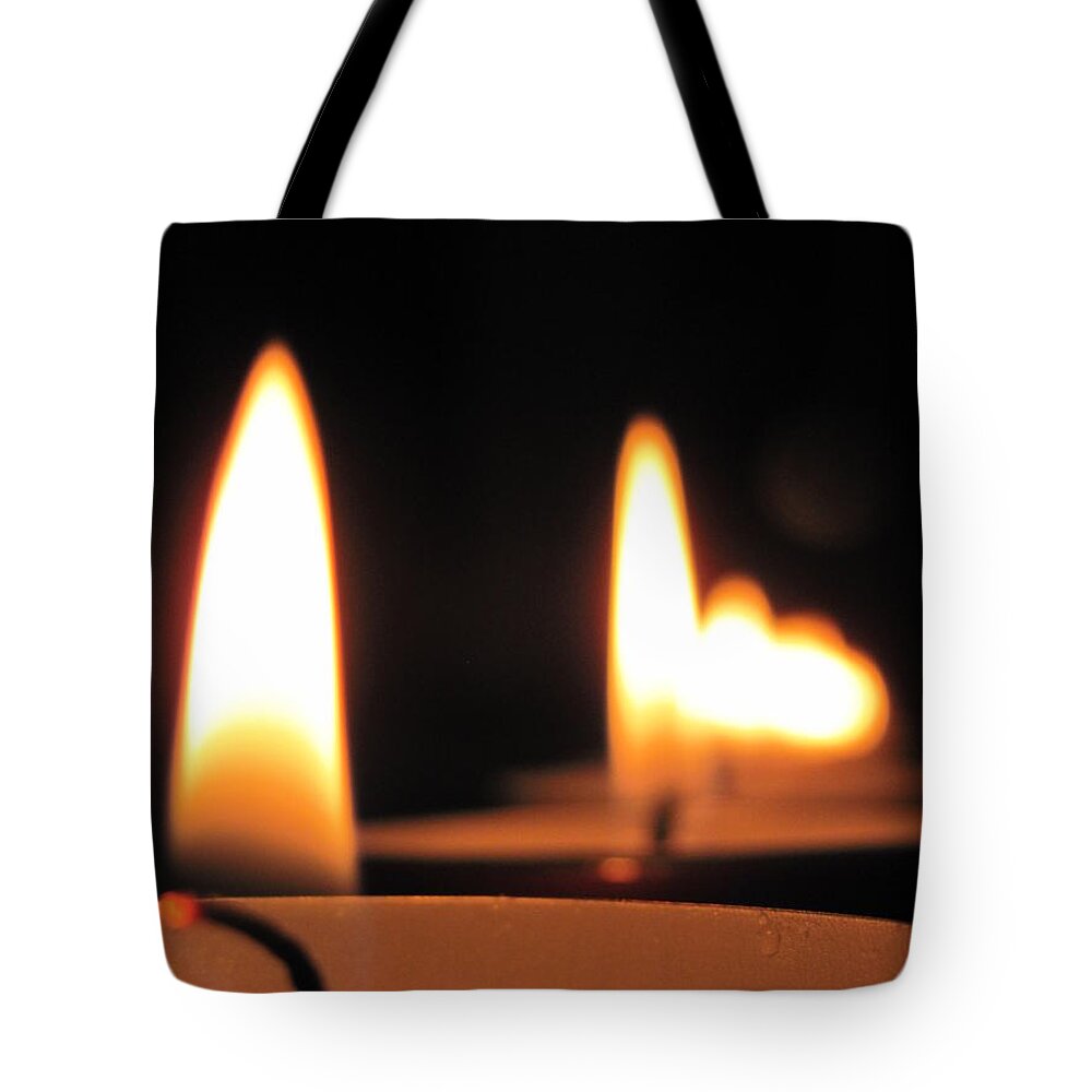 Candle Tote Bag featuring the photograph My Heart Is A Wick... by Leah Mihuc