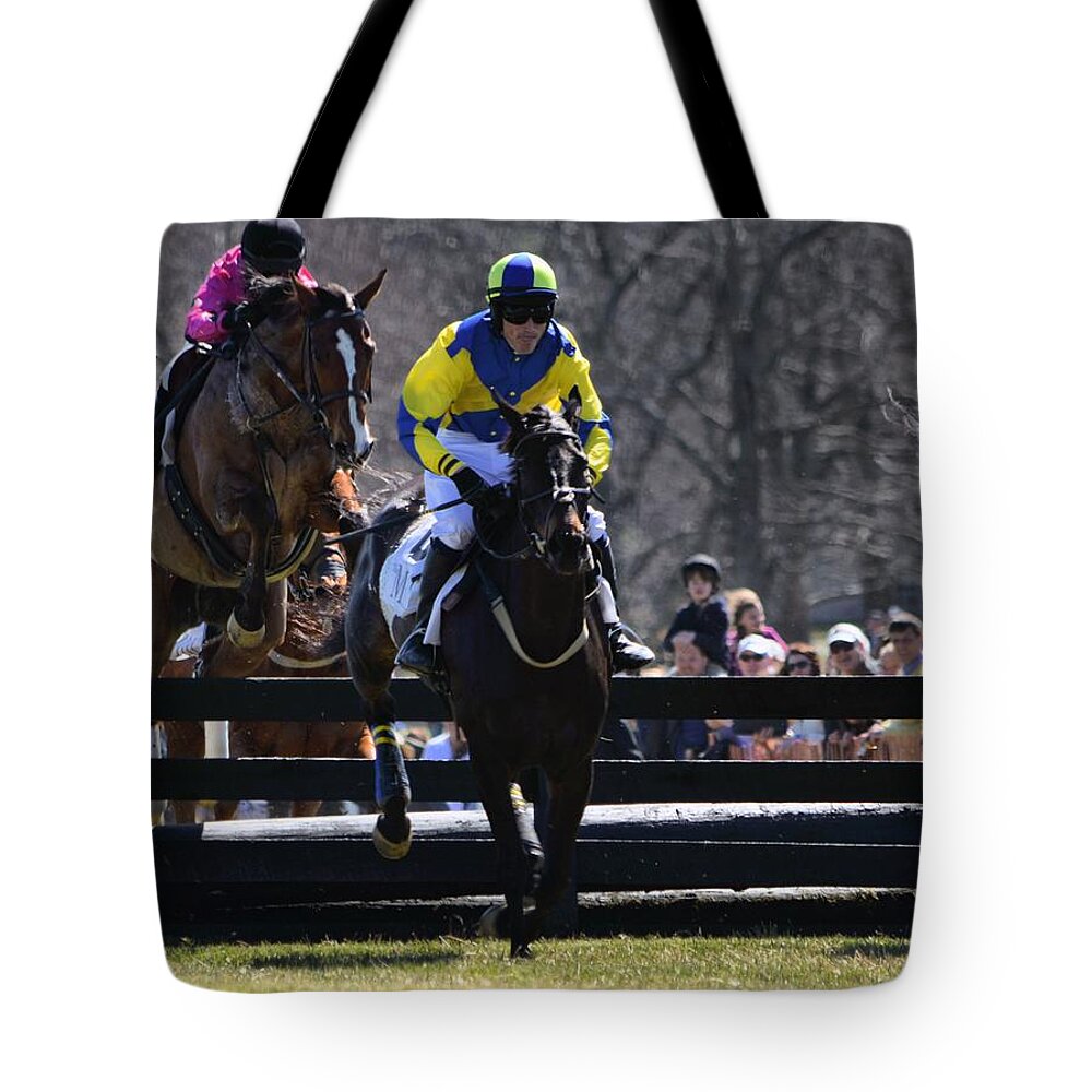 Horse Racing Tote Bag featuring the photograph My Lady's Manor-3 by Robert McCubbin