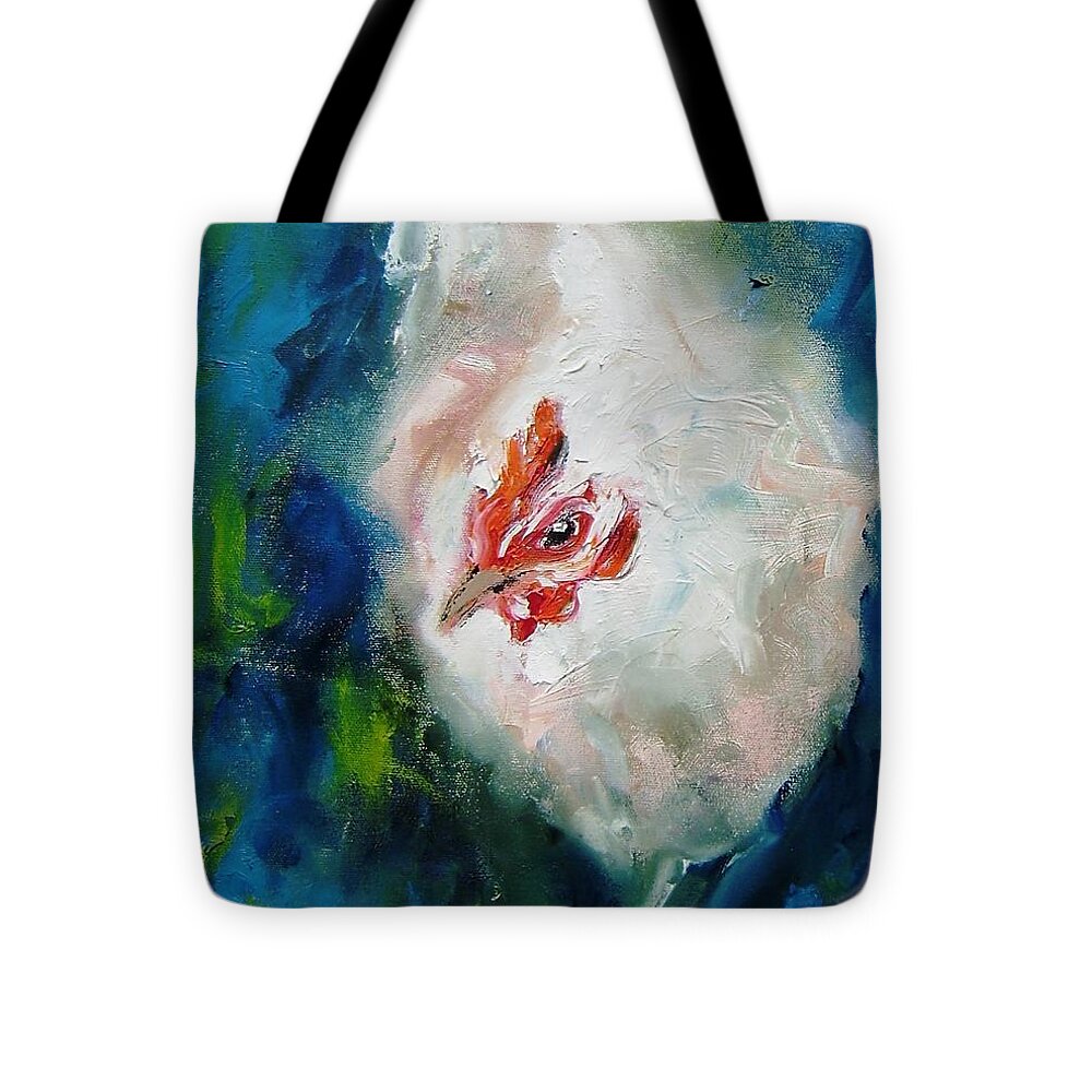Chicken Tote Bag featuring the painting Paintings Of Chickens by Mary Cahalan Lee - aka PIXI