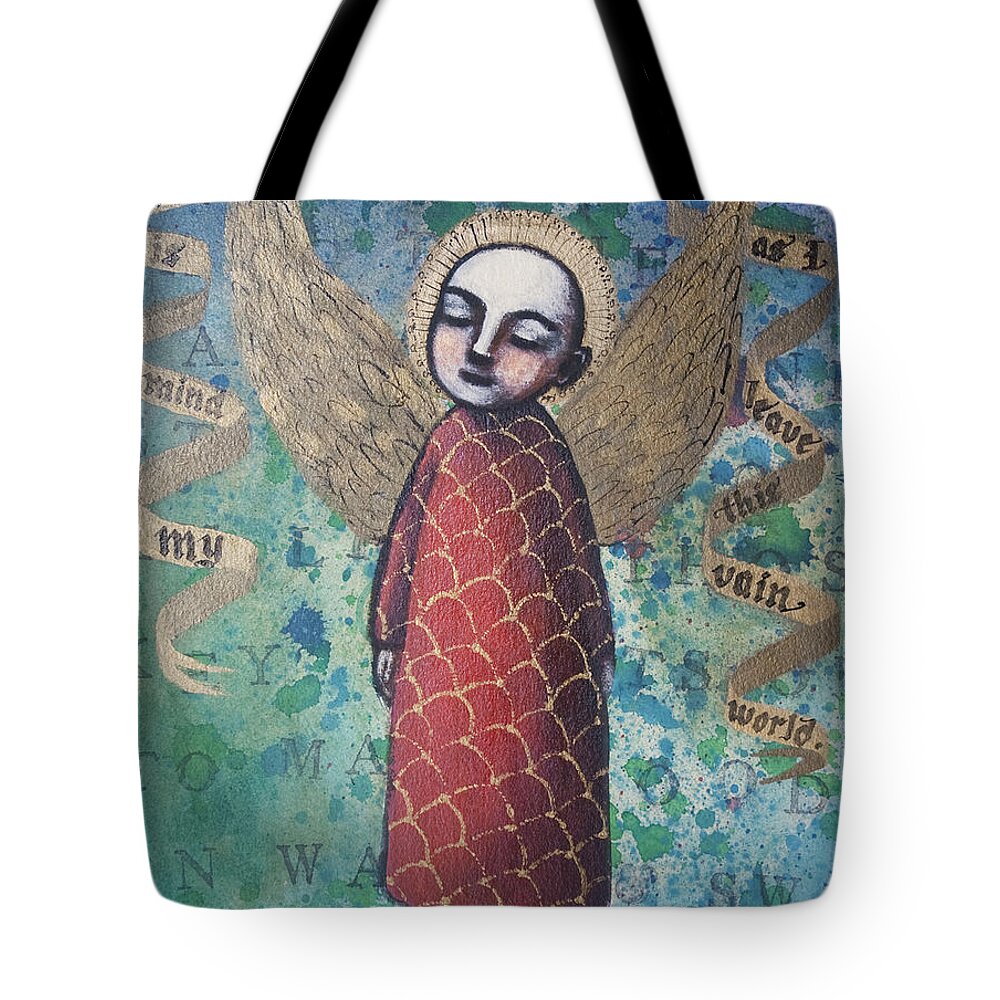Angel Tote Bag featuring the painting My Mind Is Cleared of All Turmoil and Fear by Pauline Lim