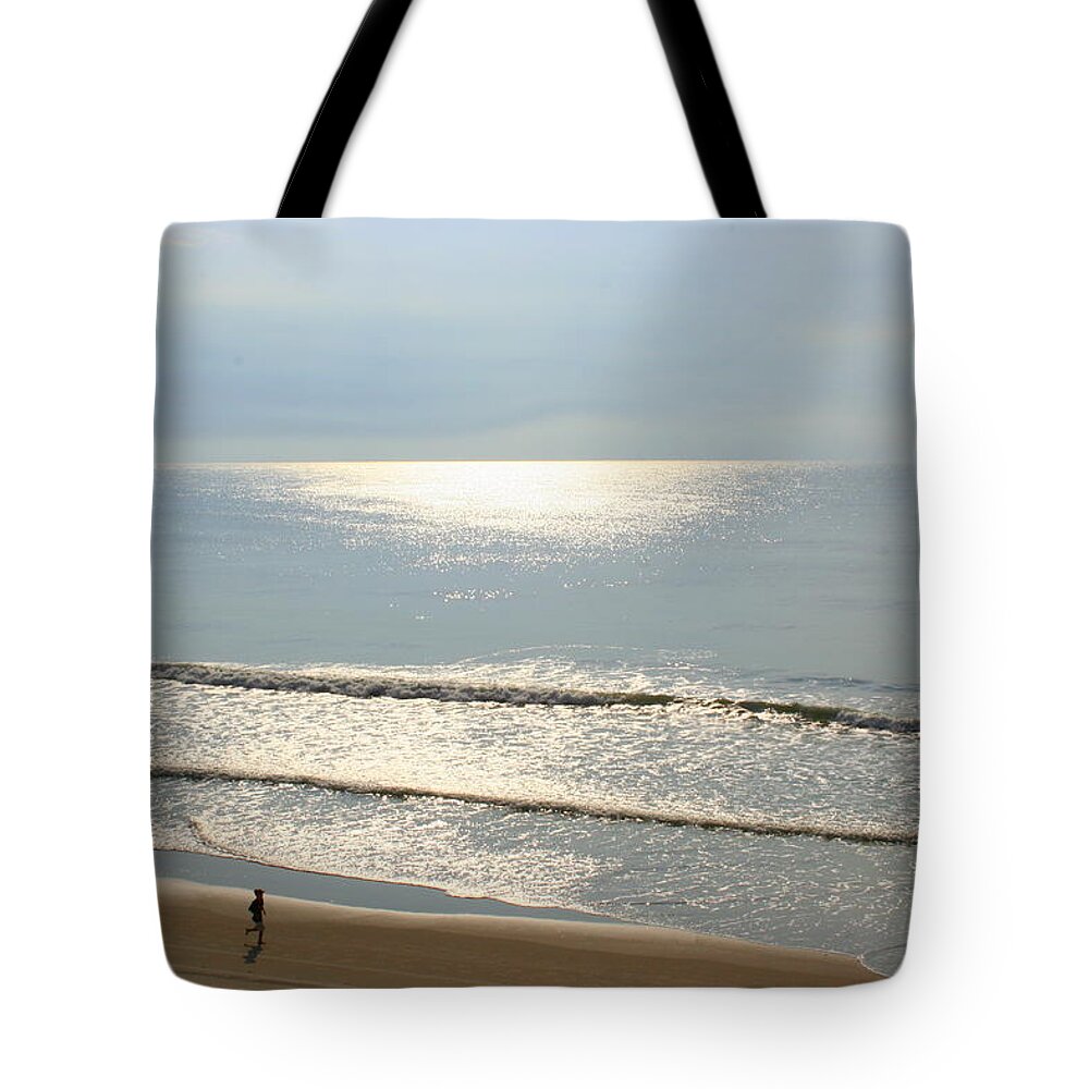 Seascape Tote Bag featuring the photograph My morning run by Julie Lueders 