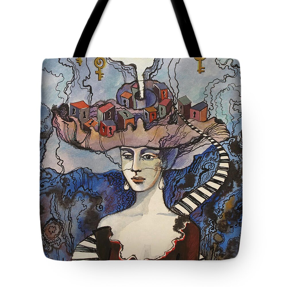 Woman Tote Bag featuring the painting My secrets by Valentina Plishchina