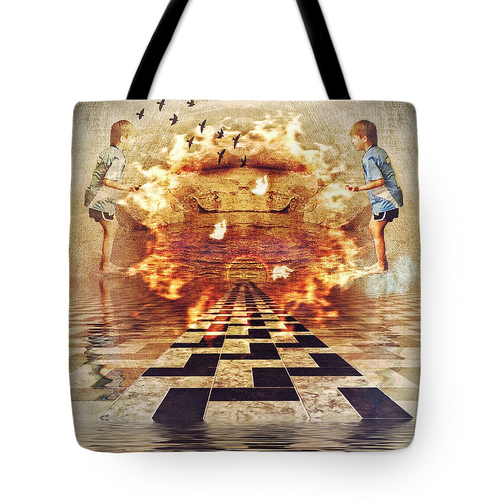 Boy Tote Bag featuring the digital art My Shadow's Reflection II by Melissa D Johnston