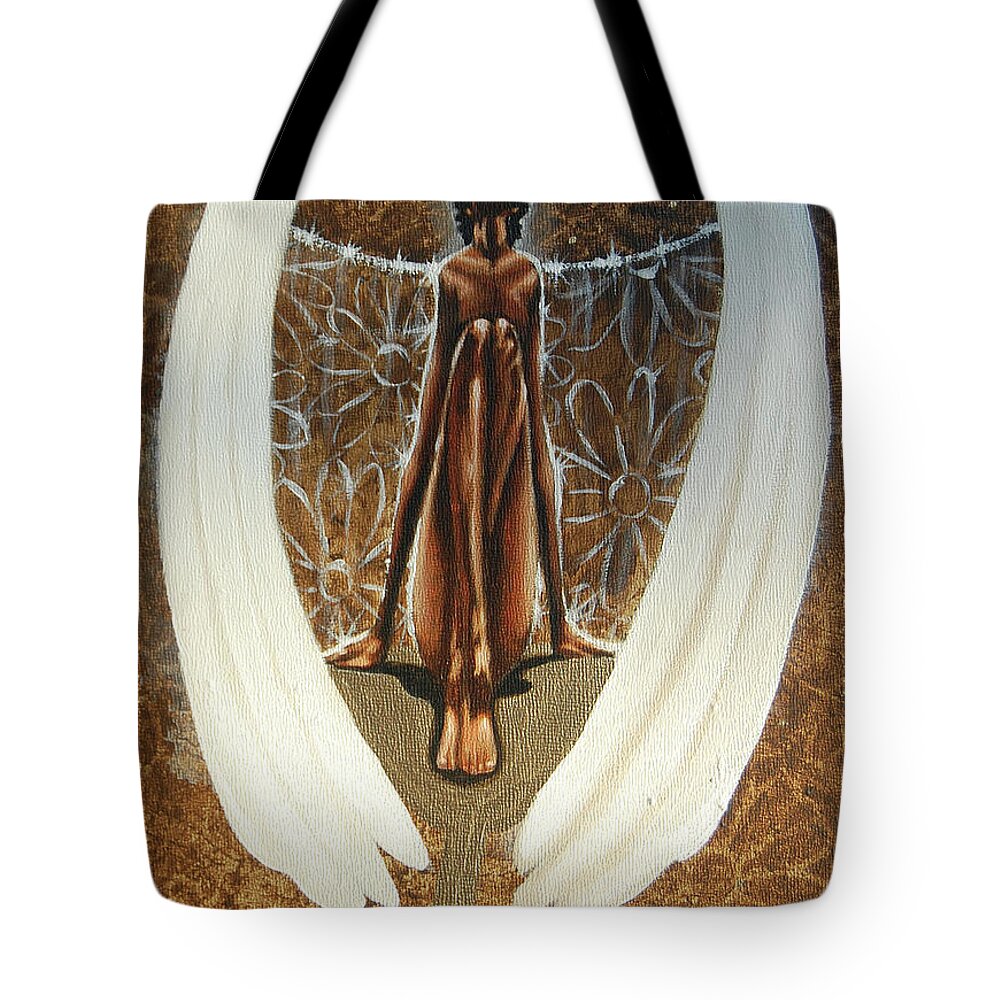 Angel Tote Bag featuring the painting My spring angel by Jerome White