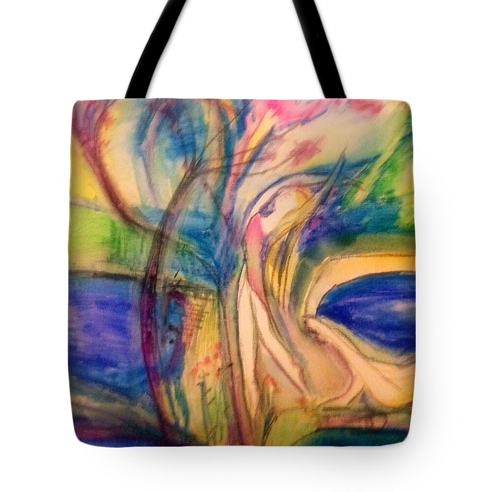 Thoughts Tote Bag featuring the painting My thoughts are always with you by Judith Desrosiers