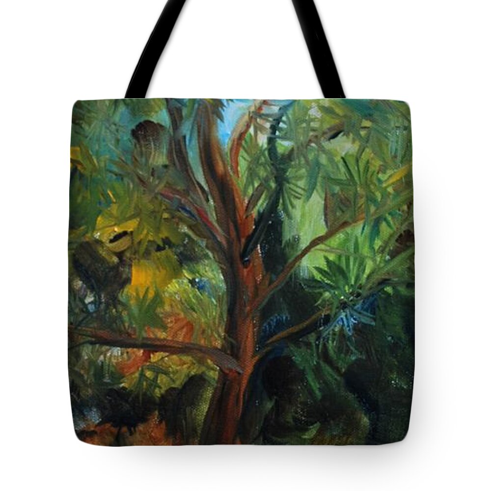 Oil Painting Tote Bag featuring the painting My Tree by Susan Hensel