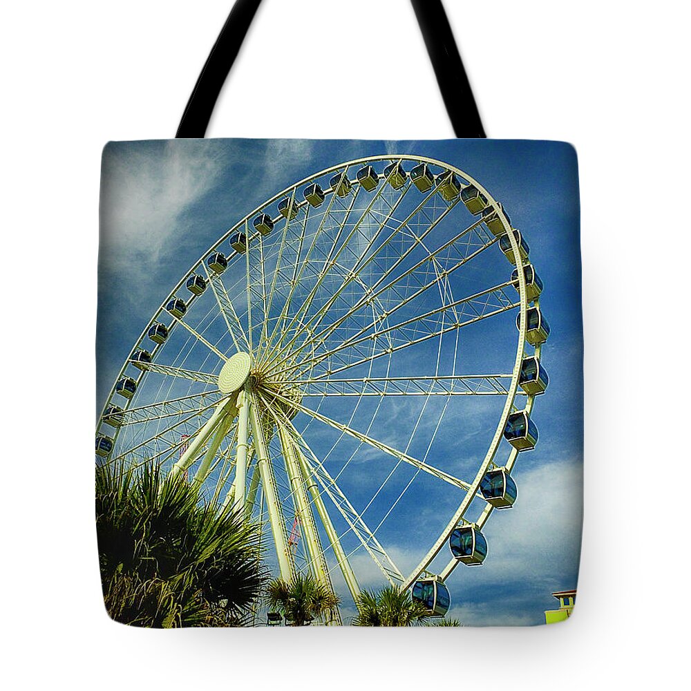 Myrtle Beach Tote Bag featuring the photograph Myrtle Beach Skywheel by Bill Barber