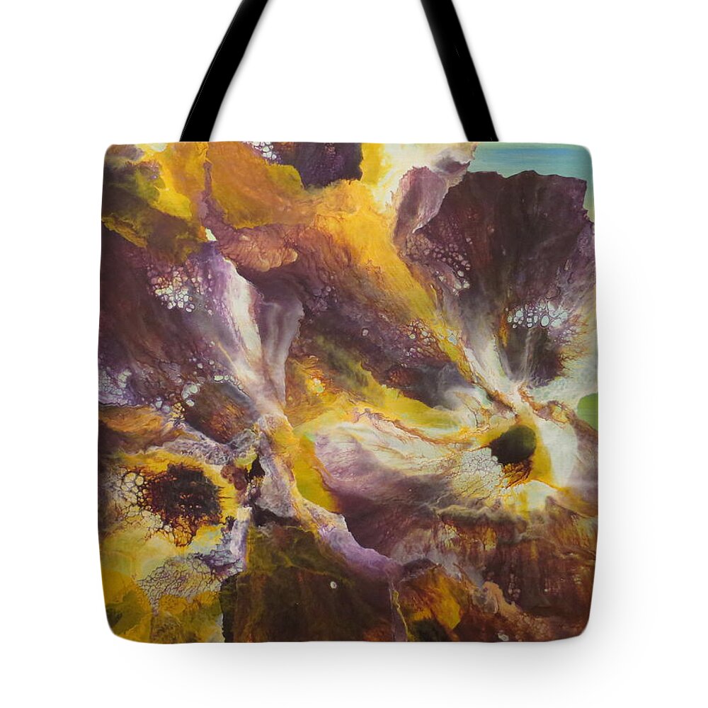 Abstract Tote Bag featuring the painting Mysterious by Soraya Silvestri