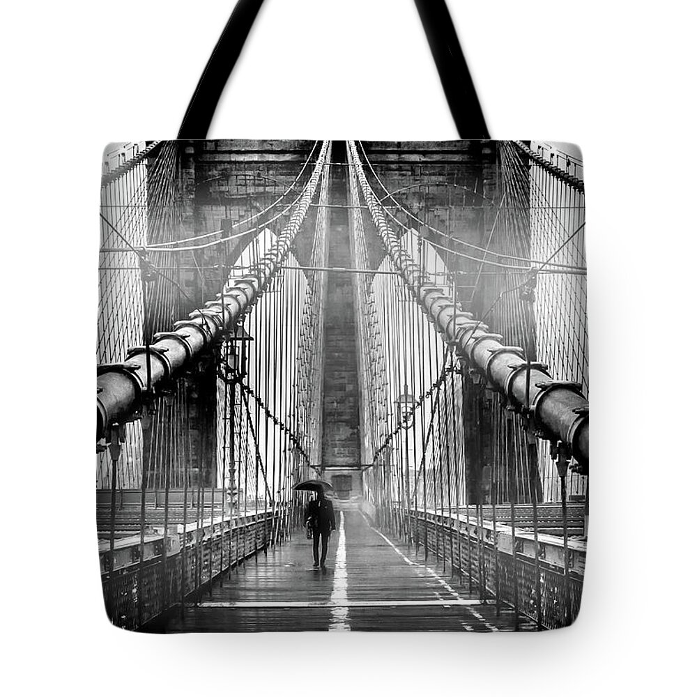 Brooklyn Bridge Tote Bag featuring the photograph Mystery Manhattan by Az Jackson