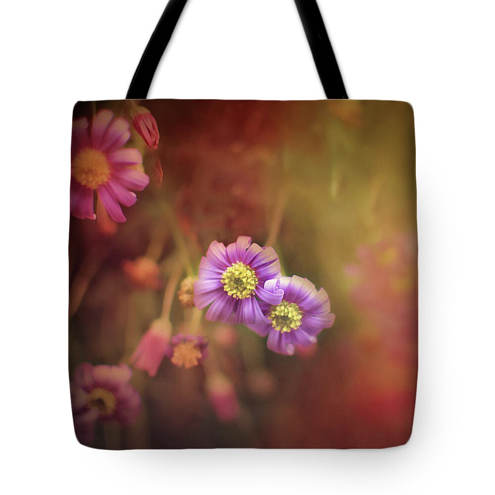 Mystic Flowers Tote Bag featuring the mixed media Mystic Flowers by Gwen Gibson