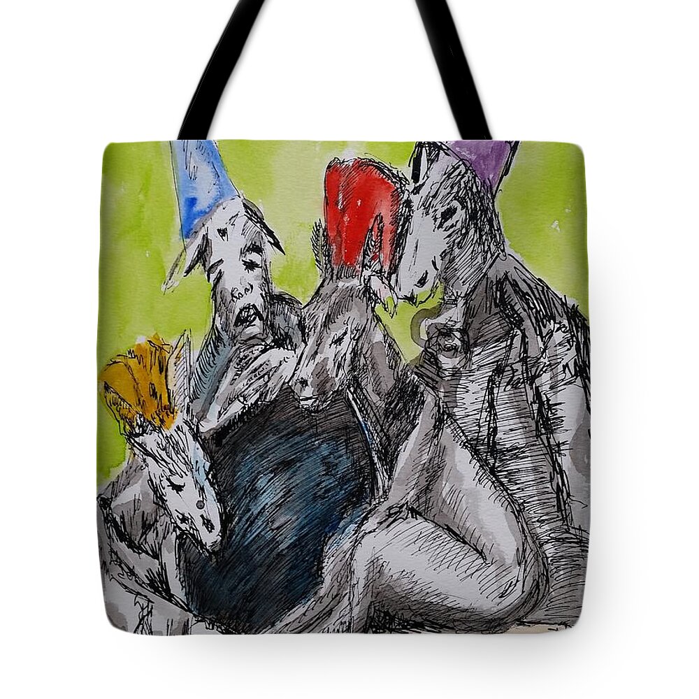 Keywords: Politician Tote Bag featuring the painting Nadie se conoce.Nobody knows himself Satiric Paintings IV by Bachmors Artist