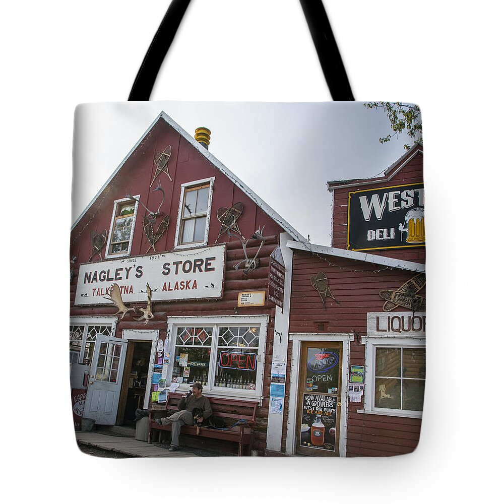 Nagleys Store Tote Bag featuring the photograph Nagleys Store Talkeetna Alaska by Allan Levin