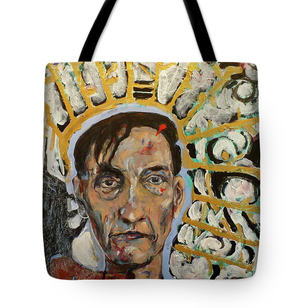 Mixed Medium Tote Bag featuring the painting Naked Lunch by Todd Peterson