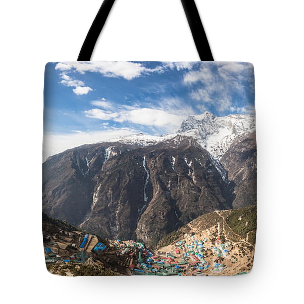 Everest Base Camp Tote Bag featuring the photograph Namche Bazar Panorama by Didier Marti