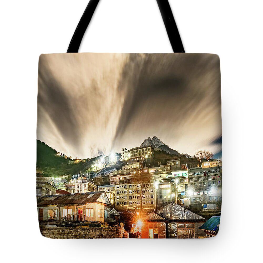Namche Tote Bag featuring the photograph Namche Night by Dan McGeorge