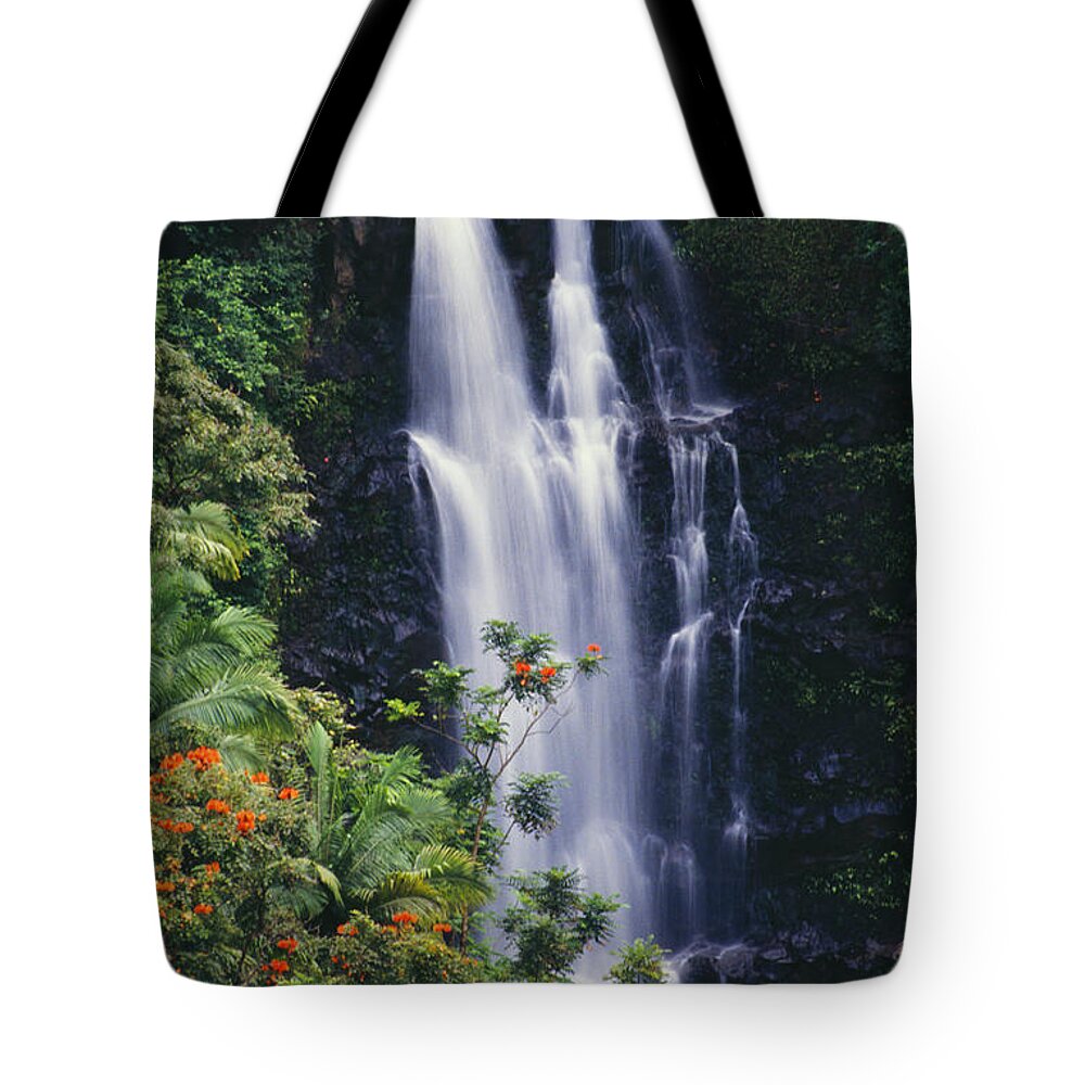 Active Tote Bag featuring the photograph Nanue Falls by Ray Mains - Printscapes