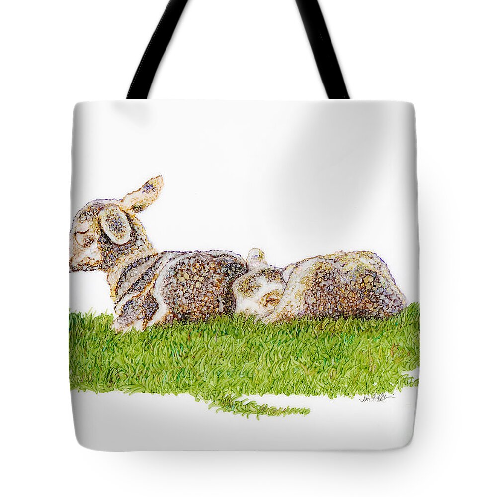 Woolyfrogarts Tote Bag featuring the mixed media Nap Time by Jan Killian