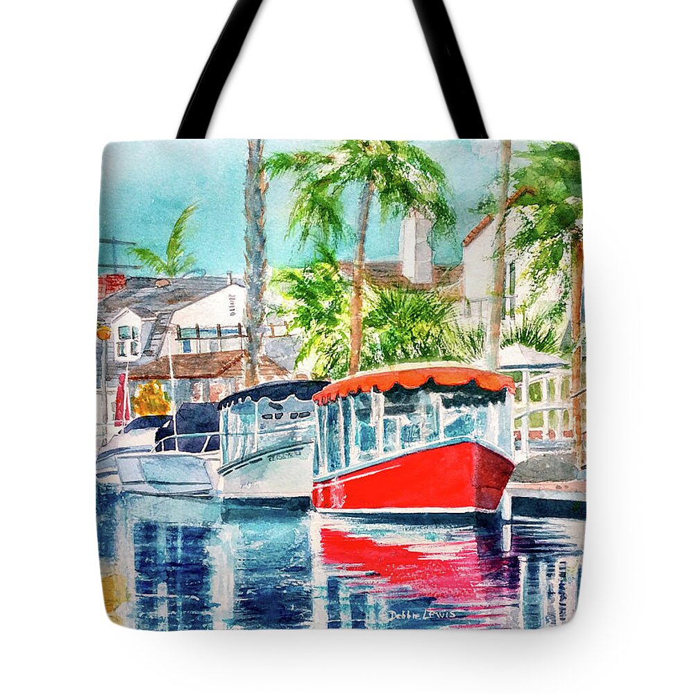 Naples Canal Tote Bag featuring the painting Naples Red by Debbie Lewis