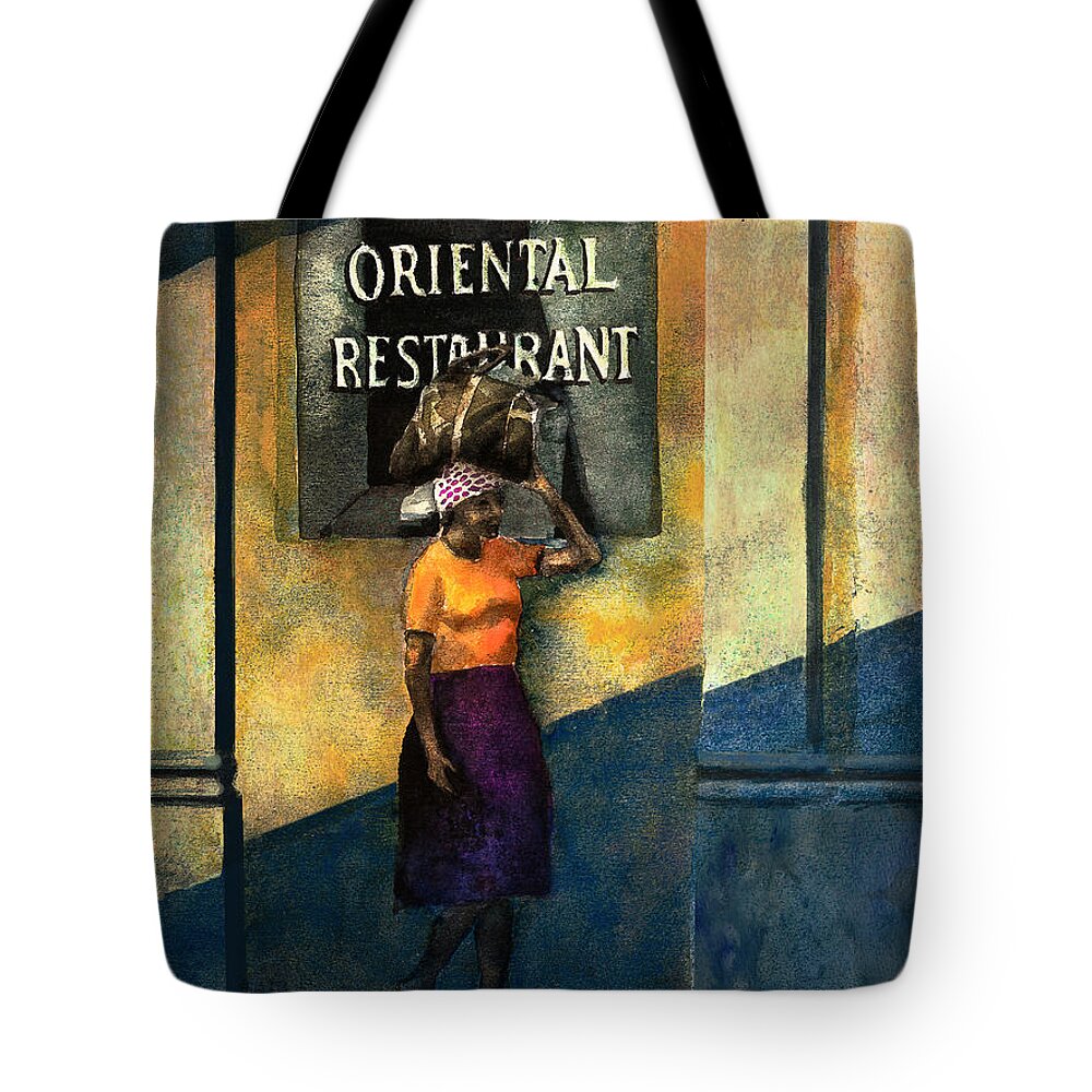 Watercolor Tote Bag featuring the painting Nassau by Rick Mosher
