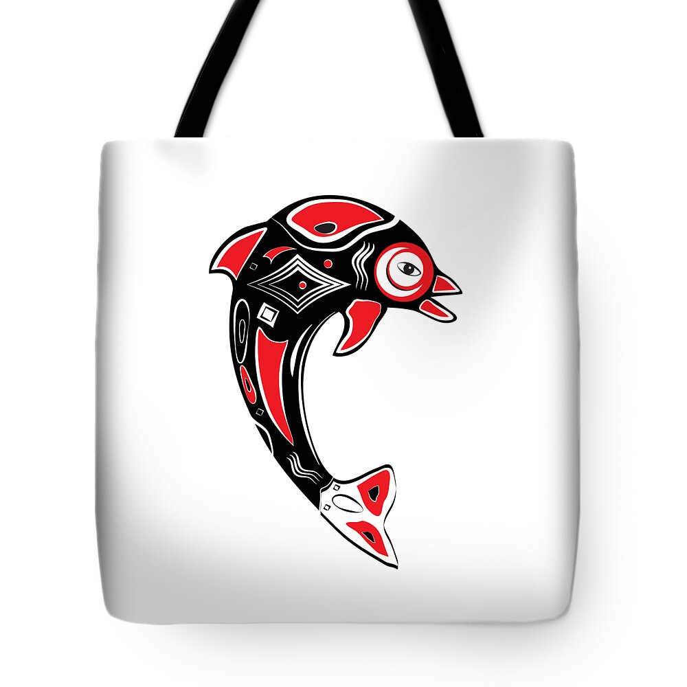 America Tote Bag featuring the digital art Native American Animal Dolphin Symbol by Serena King