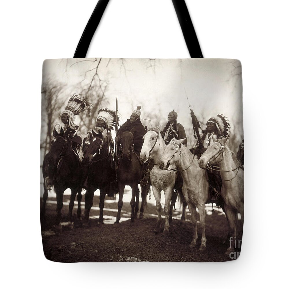 1900 Tote Bag featuring the photograph Native American Chiefs by Edward Curtis