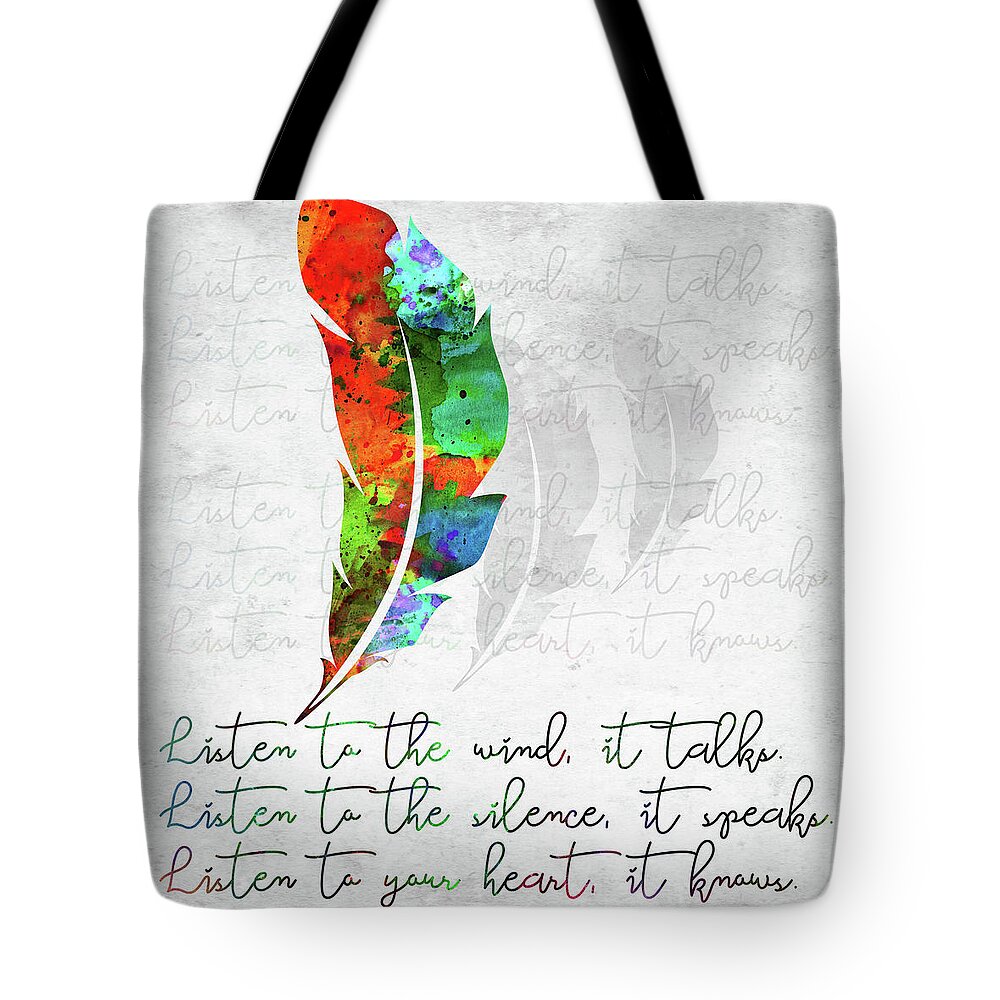 Proverb Tote Bag featuring the digital art Native American proverb by Mihaela Pater