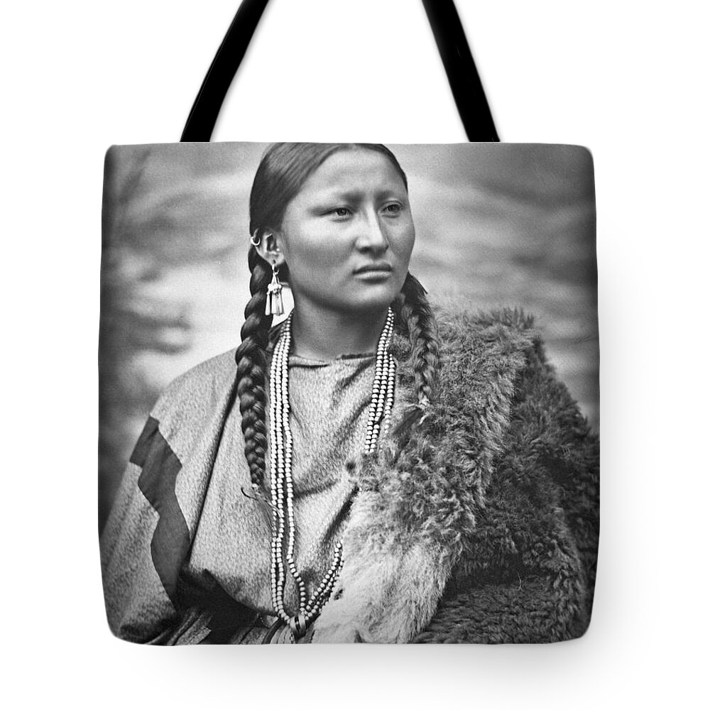 Native American Woman War Chief Pretty Nose Tote Bag featuring the painting Native American woman war chief Pretty Nose by MotionAge Designs