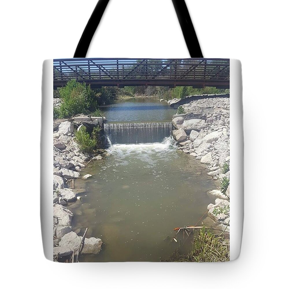 Bridge Tote Bag featuring the photograph #naturelovers #nature #waterfall by Amesha James