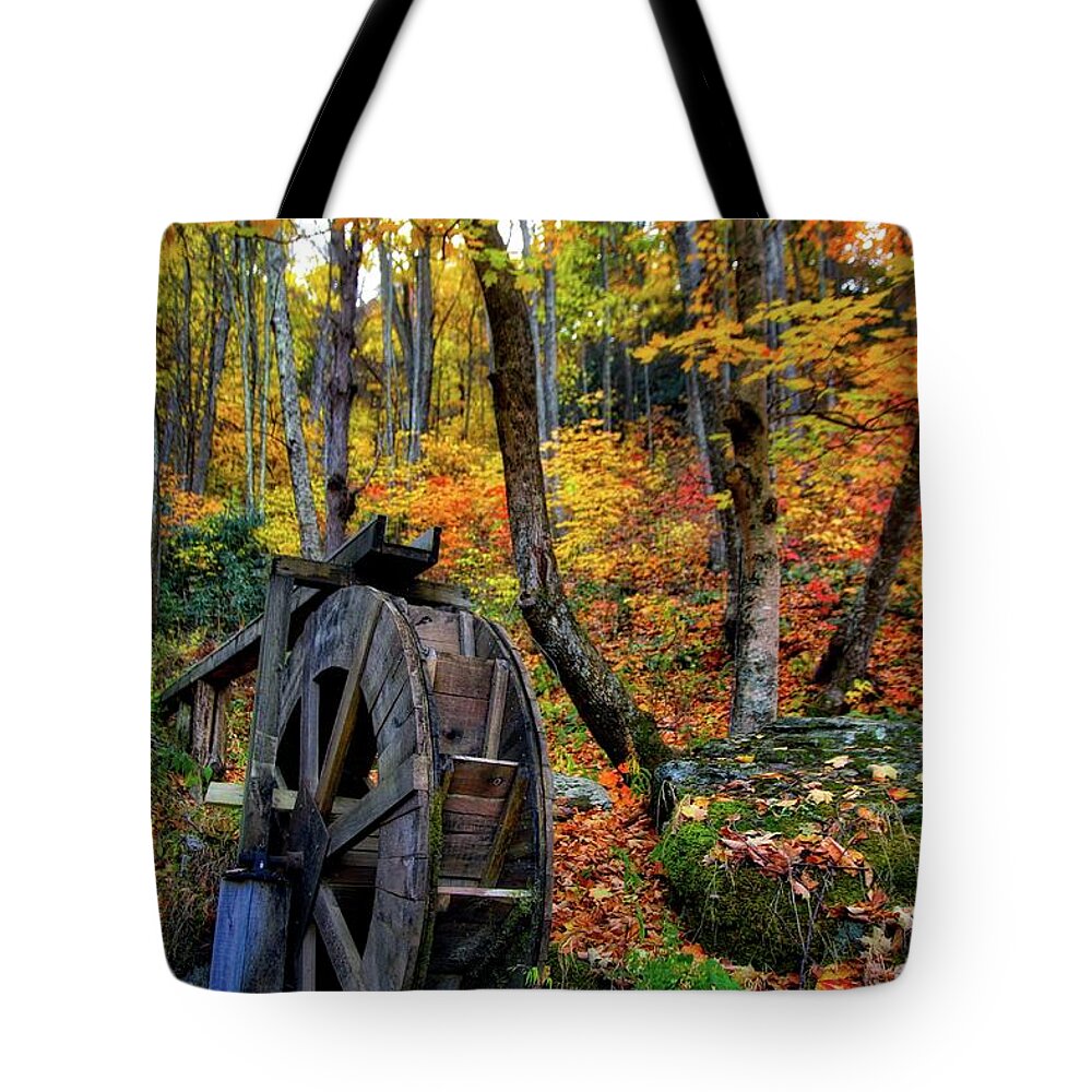 Waterwheel Tote Bag featuring the photograph Nature's Adornments by Dennis Baswell