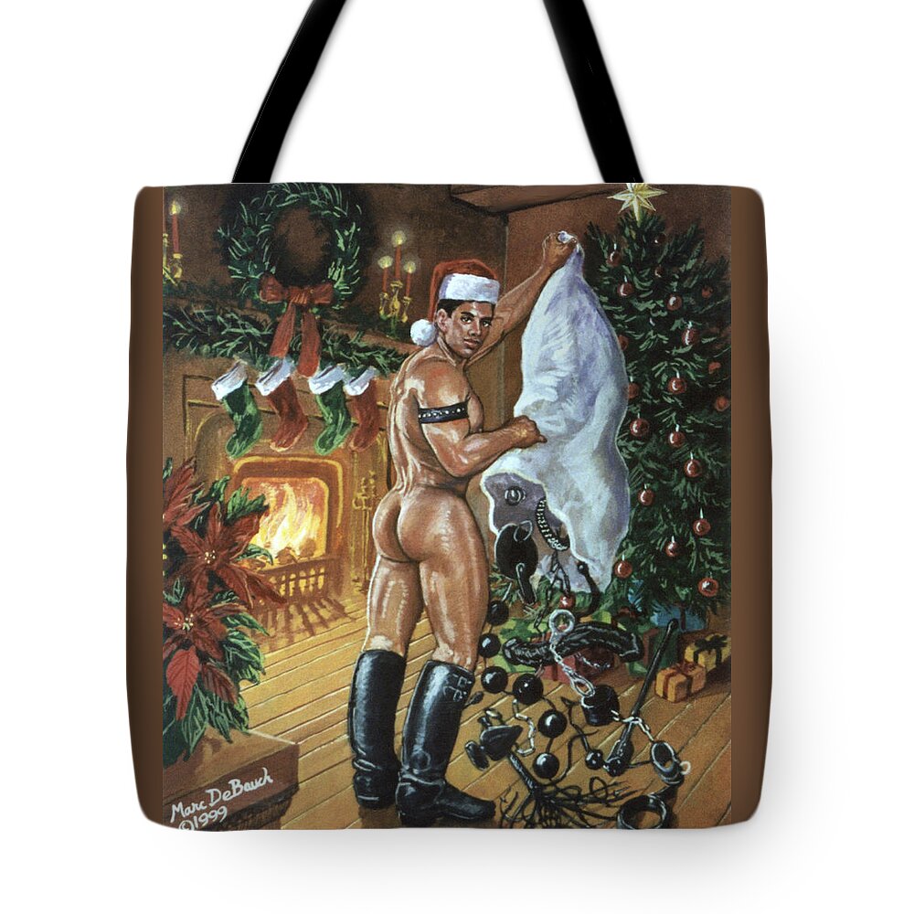 Santa Tote Bag featuring the painting Naughty Santa by Marc DeBauch