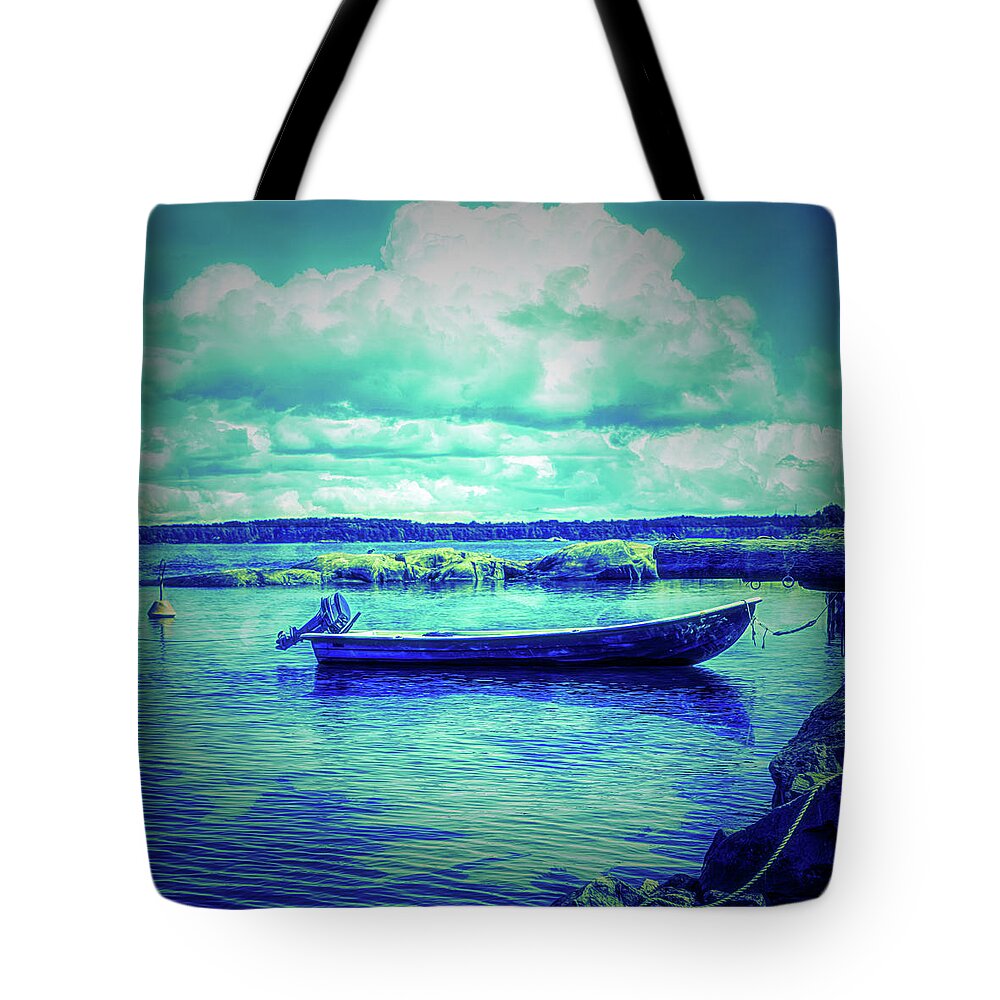 Boats Tote Bag featuring the photograph Nautical Colors in the Harbor by Debra and Dave Vanderlaan