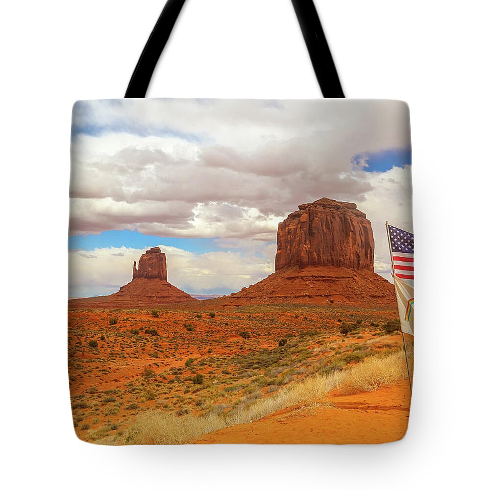 Usa Tote Bag featuring the photograph Navajo Nation Flag by Alberto Zanoni