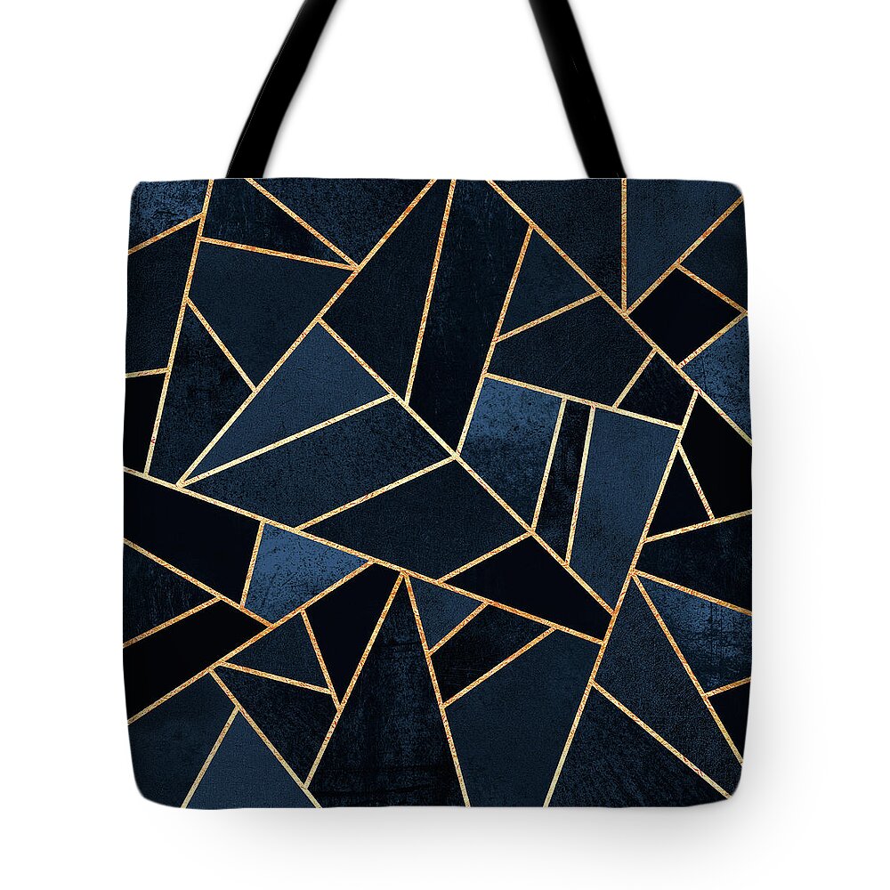 Digita Tote Bag featuring the digital art Navy Stone by Elisabeth Fredriksson