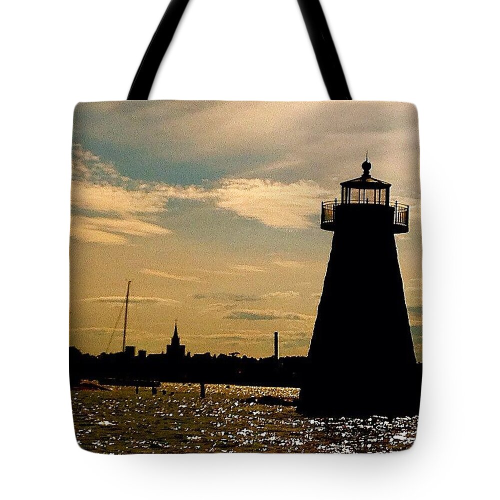Massachusetts Tote Bag featuring the photograph New Bedford Harbor Silhouette by Kate Arsenault 