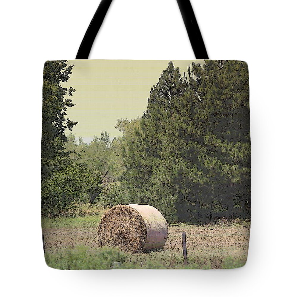 Old Fashioned Family Farm Tote Bag featuring the photograph Nebraska Farm Life - Hay Bail by Colleen Cornelius