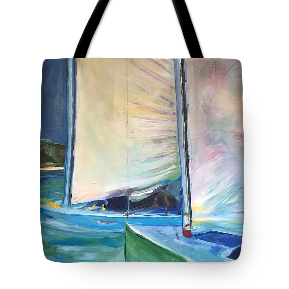 Hope Town Tote Bag featuring the painting Neck and Neck by Josef Kelly