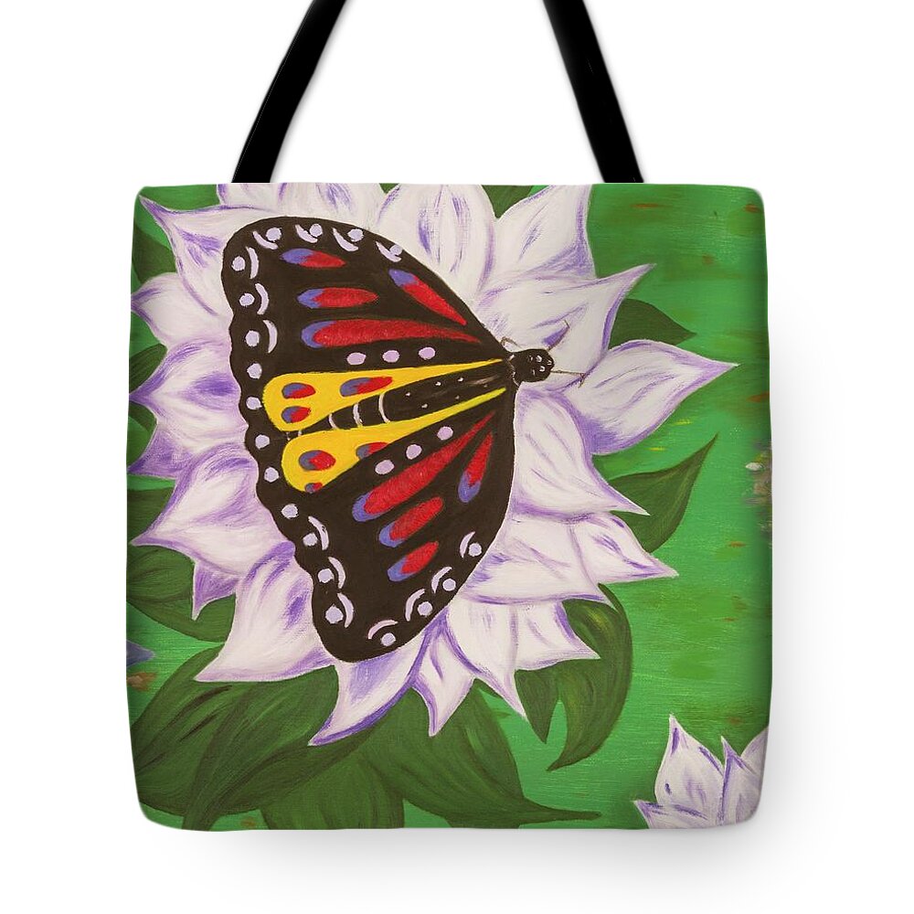 Nature Tote Bag featuring the painting Nectar of Life - Butterfly by Neslihan Ergul Colley