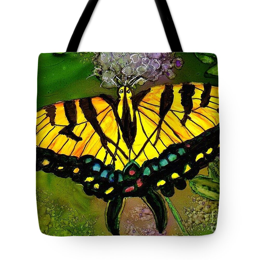 Butterfly Tote Bag featuring the painting Nectar Sipping by Eunice Warfel