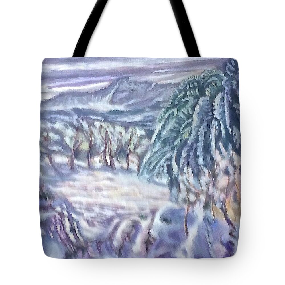Landscape Snow Tote Bag featuring the painting Negua by Enrique Ojembarrena