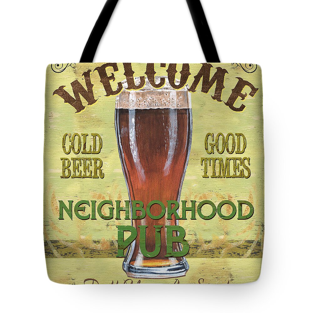 Beer Tote Bag featuring the painting Neighborhood Pub by Debbie DeWitt