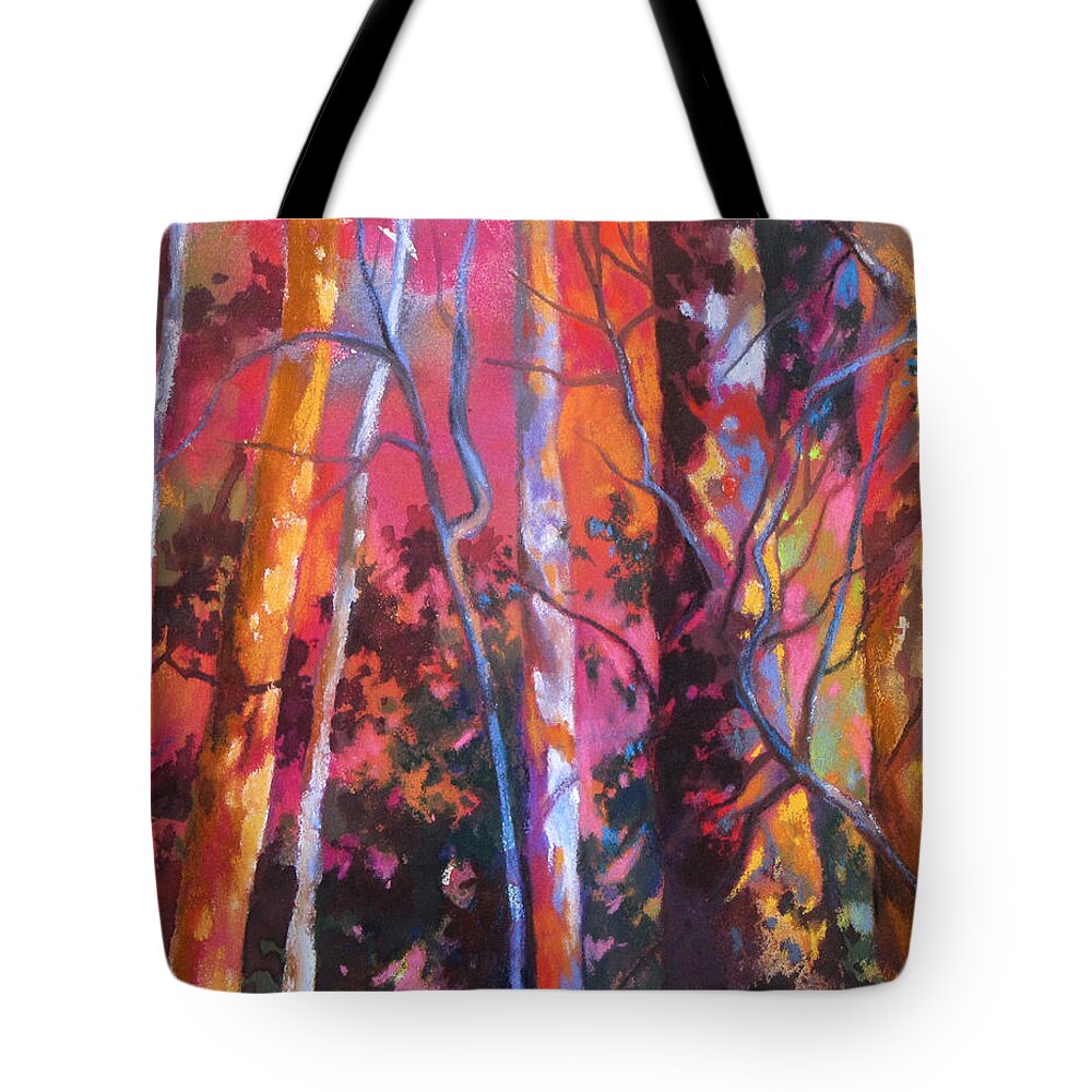 Trees Tote Bag featuring the painting Neon Damsels by Rae Andrews