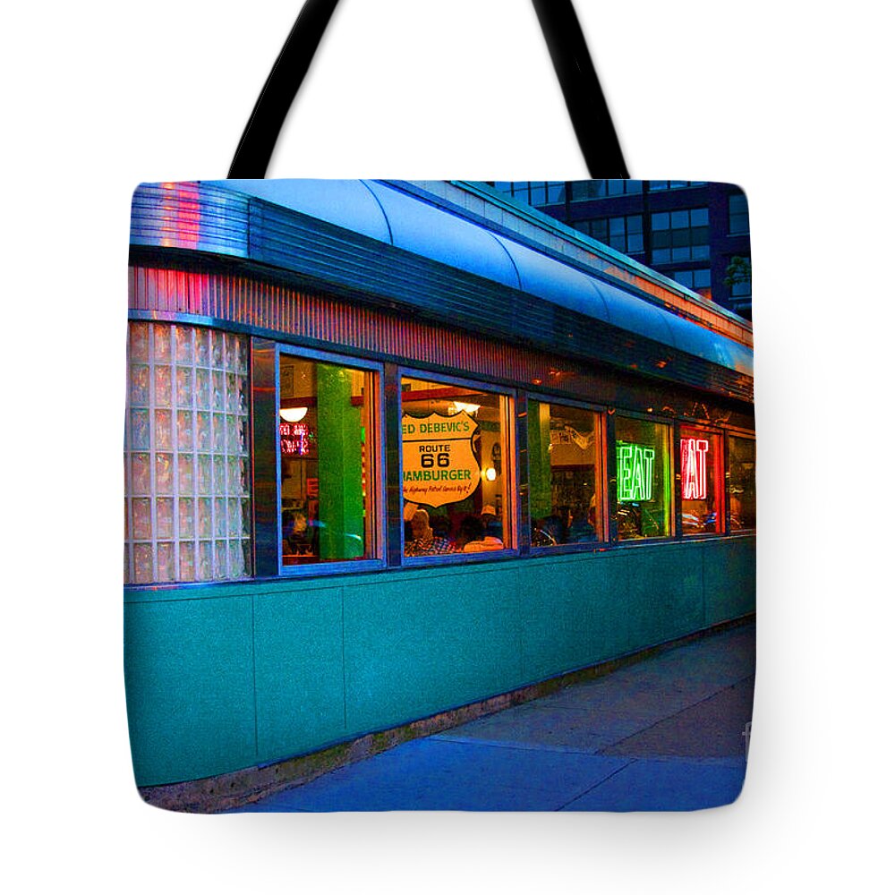 Chicago Tote Bag featuring the photograph Neon Diner by Crystal Nederman