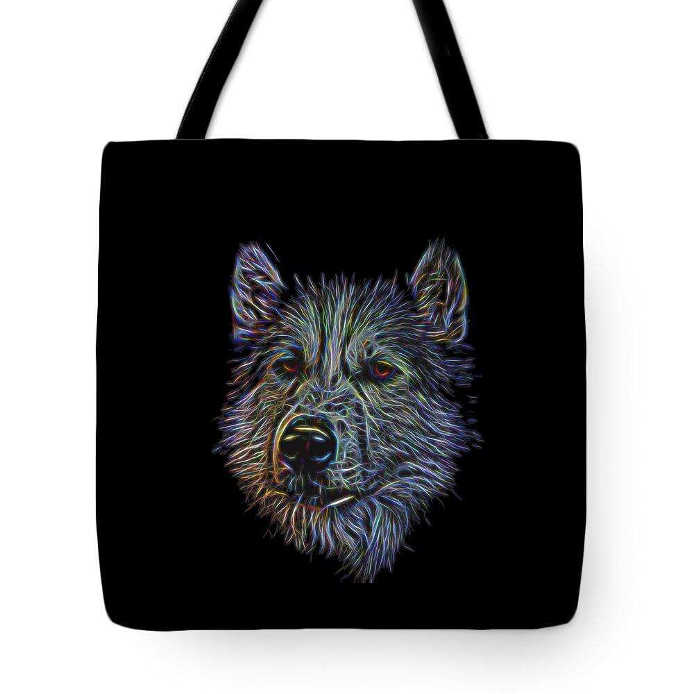 Animal Tote Bag featuring the photograph Neon Husky by Brian Cross