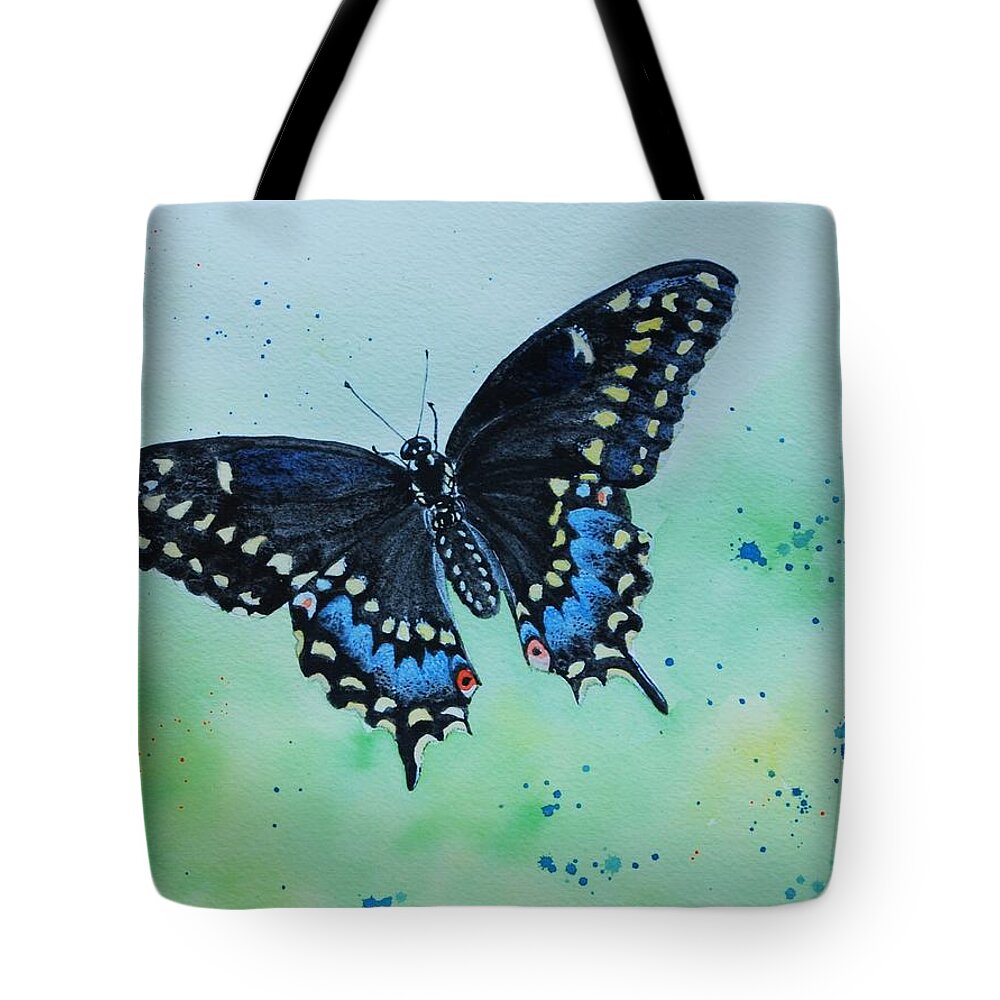 Swallowtail Tote Bag featuring the painting Neon Swallowtail by Sonja Jones